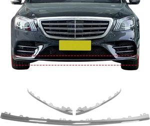 Front Bumper Lip Trim Molding Chrome Front Bumper Center Left Right Trims - Picture 1 of 5