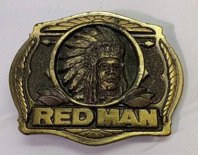 Fivela de cinto de latão 1988 edição limitada homem vermelho tabaco de mascar!! Ótima forma!!!! - Imagem 1 de 4