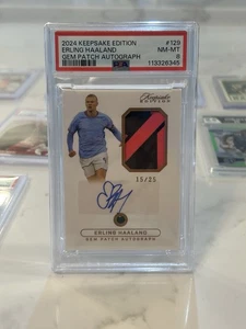 Erling Haaland /25 Keepsake Edition PSA 8 Gem Auto Game Worn 2- Color Patch Rare - Picture 1 of 5