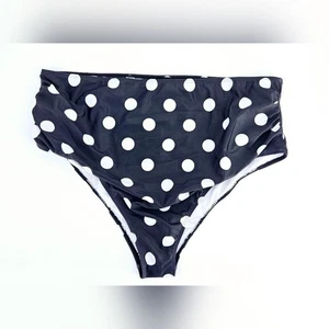 Plus Size Swim Bottoms Black White Polka Dot NWOT - Picture 1 of 8