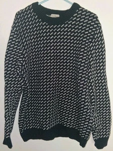 LL BEAN Sweater Mens L Norwegian Wool Birdseye Pullover Blue - Picture 1 of 4