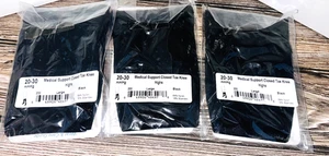 Ames Walker Black Compression Socks Closed Toe Knee High 20-30 mmHg Large 3 pr - Picture 1 of 2
