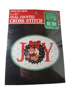 Designs for the Needle Oval Counted Cross Stitch Kit Joy Bear Sealed - Picture 1 of 5