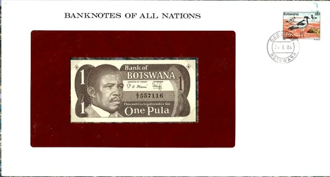 Banknotes of All Nations Botswana 1983 1 Pula P-1 UNC A/2 557116 Cover