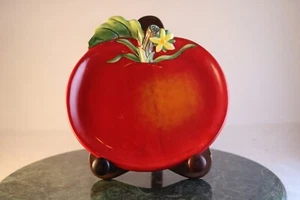 VINTAGE FITZ & FLOYD 7 1/2" HANDGEFERTIGTE TOMATEN BLÄTTER STIEL BLUME AKZENT TELLER - Bild 1 von 6