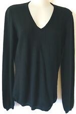 Kirkland Signature Women Sweater Merino Knit Black V-neck Size M Made In Italy