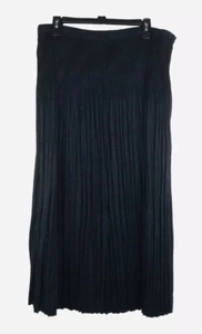 NWT Coldwater Creek Pleated Chamois Midi Skirt Faux Suede Black Size Large - Picture 1 of 8