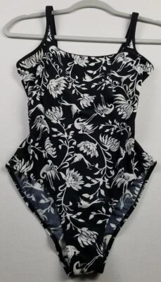 Speedo One Piece Swimsuit Women’s AUS 10 GB 85 cm 34 Black White Floral Beach - Image 1 of 4
