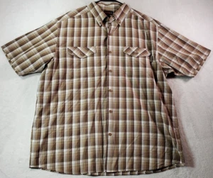 Wolverine Shirt Mens Size 2XL Brown Plaid 100% Cotton Short Sleeves Button Down - Picture 1 of 10