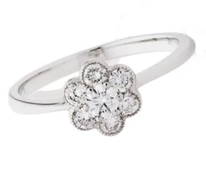 Diamond Daisy Cluster Engagement Ring 0.50ct Brilliant Cut F VS 18ct White Gold - Picture 1 of 1