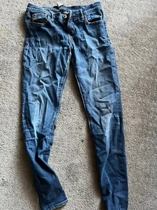 Abercrombie Kids Girls 14 Jeans Blue Distressed Cute Stretch - Picture 1 of 5