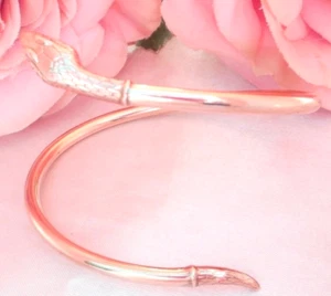 Fabulous** ANTIQUE EDWARDIAN 18ct ROSE GOLD RG SNAKE BANGLE BRACELET 11gm - Picture 1 of 14