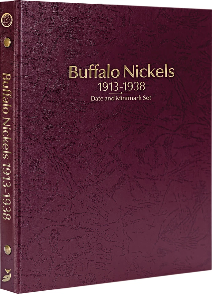 Buffalo Nickels: conjunto de fecha y marca de ceca de 1913-38 - álbum Whitman Prestige™ (borgoña) Foto 1 de 4