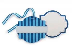 12 x Blank Blue Striped Favour Gift Swing Tags Wedding Party Baby Shower Craft - Picture 1 of 3