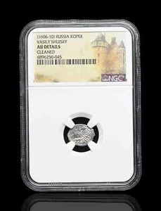 RUSSIA. Vasily Shuisky, 1606-1610. Silver Kopek, Rare, NGC AU Details - Picture 1 of 4