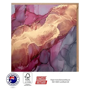 Tarjeta de felicitación abstracta de tinta rosa dorada - Australian Designs The Abstract Set - Imagen 1 de 3