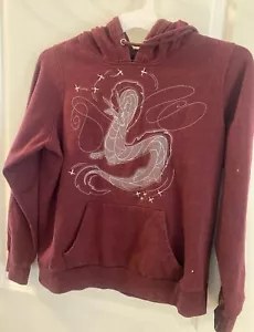 Vintage Y2K Hoodie Gr. M Spirited Away Haku Burgund Anime Emo Stickerei Streetwear - Bild 1 von 11