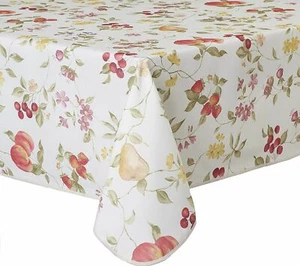 1 Printed Fabric Tablecloth, 60"x84" Oblong (6-8 ppl)FRUITS,FLOWERS & BERRIES,VL - Picture 1 of 12