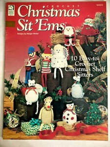 Crochet Pattern Book Christmas Sit'Ems Sit on a Shelf Dolls Elf Snowman Reindeer - Picture 1 of 1