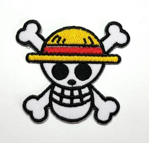 Embroidered Patch - Luffy Pirate - NEW - Iron-on/Sew-on - Skull/Crossbones - Picture 1 of 2