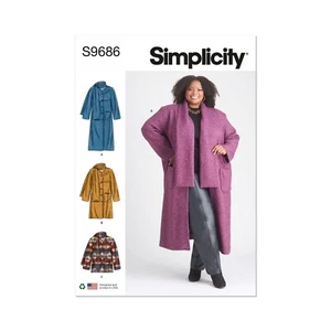 Cappotto donna Simplicity S9686 modello cucito con sciarpa varianti taglie 20w-28w - Foto 1 di 3