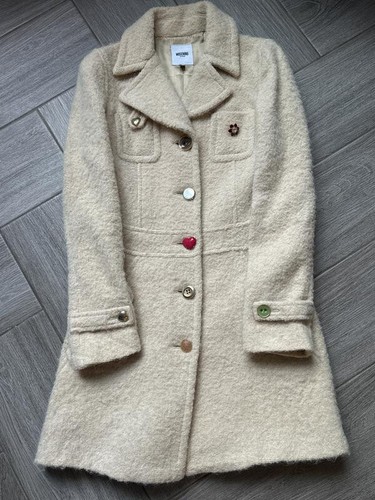 Cappotto Moschino Jeans Vintage Lana Donna Beige Taglia 40