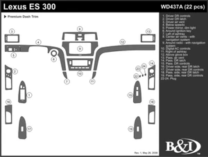 LEXUS ES 2002 2003 2004 2005 2006 DASH TRIM KIT a - Picture 1 of 1