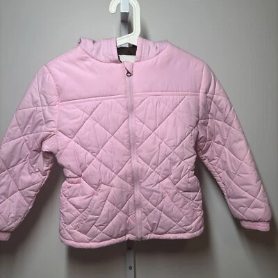 Faded Glory Pink Puffer Jacket Pockets Lined with Fleece Lined Hood Girls M 7/8 - Image 1 of 4