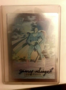 1991 1992 Impel DC Comics Superman Hologram Double Sign By Jerry Siegel With COA - Picture 1 of 3