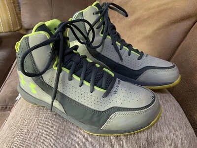 Under Armour Boys Jet Basketball Shoes Sneakers Gray Black Green Size 6.5Y EUC - Image 1 of 4