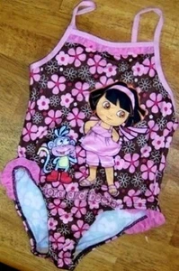 Swimsuit One Piece Dora the Explorer Pink Brown Girl size 6+ New - Picture 1 of 2