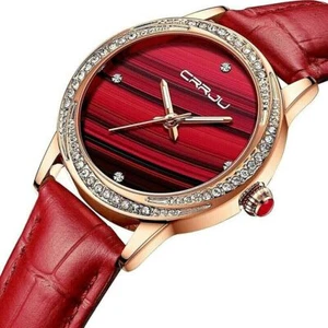 Women Watch CRRJU Quartz ECO Genuine Leather Band Casual Waterproof - Picture 1 of 20