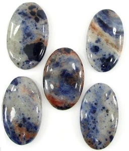 203.10 Ct Natural Blue Sodalite Loose 34-37 mm Gemstone Cab 5 Pcs Lot Stone-2139 - Picture 1 of 2