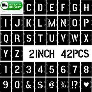 2 Inch Letter Stencils Symbol Numbers Craft Stencils 42 Pcs Alphabet Stencils - Picture 1 of 7