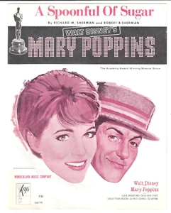 very scarce Walt Disney A SPOONFUL OF SUGAR from MARY POPPINS Sheet Music 1963 - Picture 1 of 4