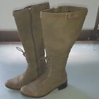 Womens Boots-size Usa 10-olive Colour-leather-zip-riding Style