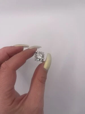 Anillo Bailarina Vintage Platino Brillante Redondo 0.94 Ct F-G VS1 Baguette Diamante Foto 1 de 4