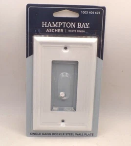 HAMPTON BAY 149RWHB ASCHER 1 GANG ROCKER STEEL WALL PLATE - WHITE - Picture 1 of 2