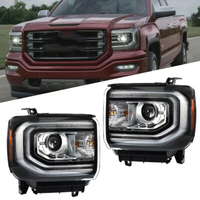 Faro Para GMC Sierra 1500 2016-2018 Proyector LED DRL Lado Izquierdo+Derecho HID/Xenón Foto 1 de 4
