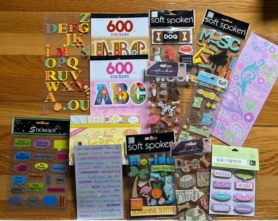Scrapbooking Crafting Lot sayings, animals, alphabet, music, 3D Embellishments - Image 1 of 4