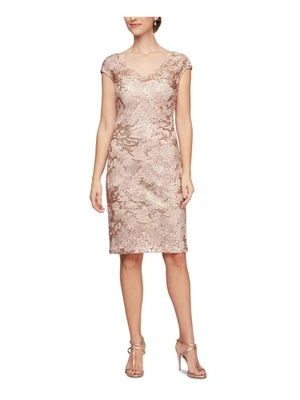 JS COLLECTION Mujer Beige Malla Espalda Abertura Manga Gorra Vestido Vaina 4 Foto 1 de 3