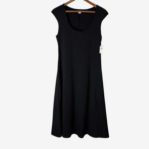 Old Navy Kleid Damen M Medium Fit & Flare Midi Flügelärmel U-Ausschnitt schwarz NEU - Bild 1 von 10