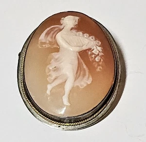 Vtg Carved Shell Chloris Cameo 925 Silver Pendant Brooch Pin Rare Estate Find - Picture 1 of 11