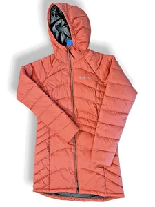 Neu mit Etikett Columbia Karis Gale langer gefütterter Mantel mit Kapuze Jacke verwaschen pfirsichfarben Medium - Bild 1 von 15