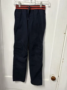 Vtg Gymboree Boys Sz10 Navy Blue Cargo Pants w/ Orange & Blue Elastic Waist - Picture 1 of 5