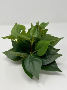 4" SMALL (4-stem) All Green POTHOS Bush, very soft silk Pothos plant, stone base - Picture 1 of 4