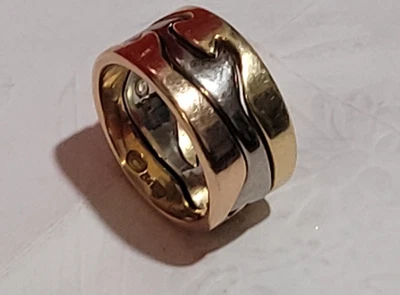 18kt George Jensen Yellow and White Gold Tri-Fusion Puzzle Ring Size 7 Foto 1 de 4