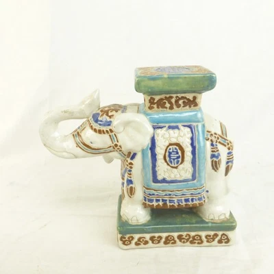 Rare Ceramic Colourful Elephant Flower Stool/Plant Stand Asian Style 8.5" Tall - Image 1 of 4