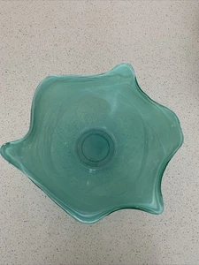 Glass Abstract Bowl Green 10” High Pre Owned - Picture 1 of 10
