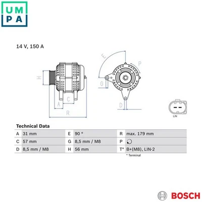 ALTERNATOR 0 986 083 960 FOR AUDI A4/Allroad/S4 Q5/Van/SUV A5/Sportback/S5 3.0L - Image 1 of 4